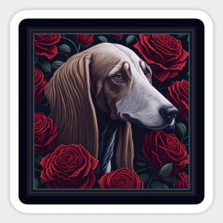 Saluki red roses Sticker